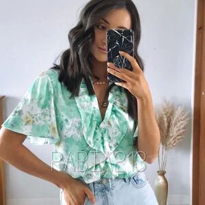 ZARA RUFFLED FLORAL PRINT BLOUSE